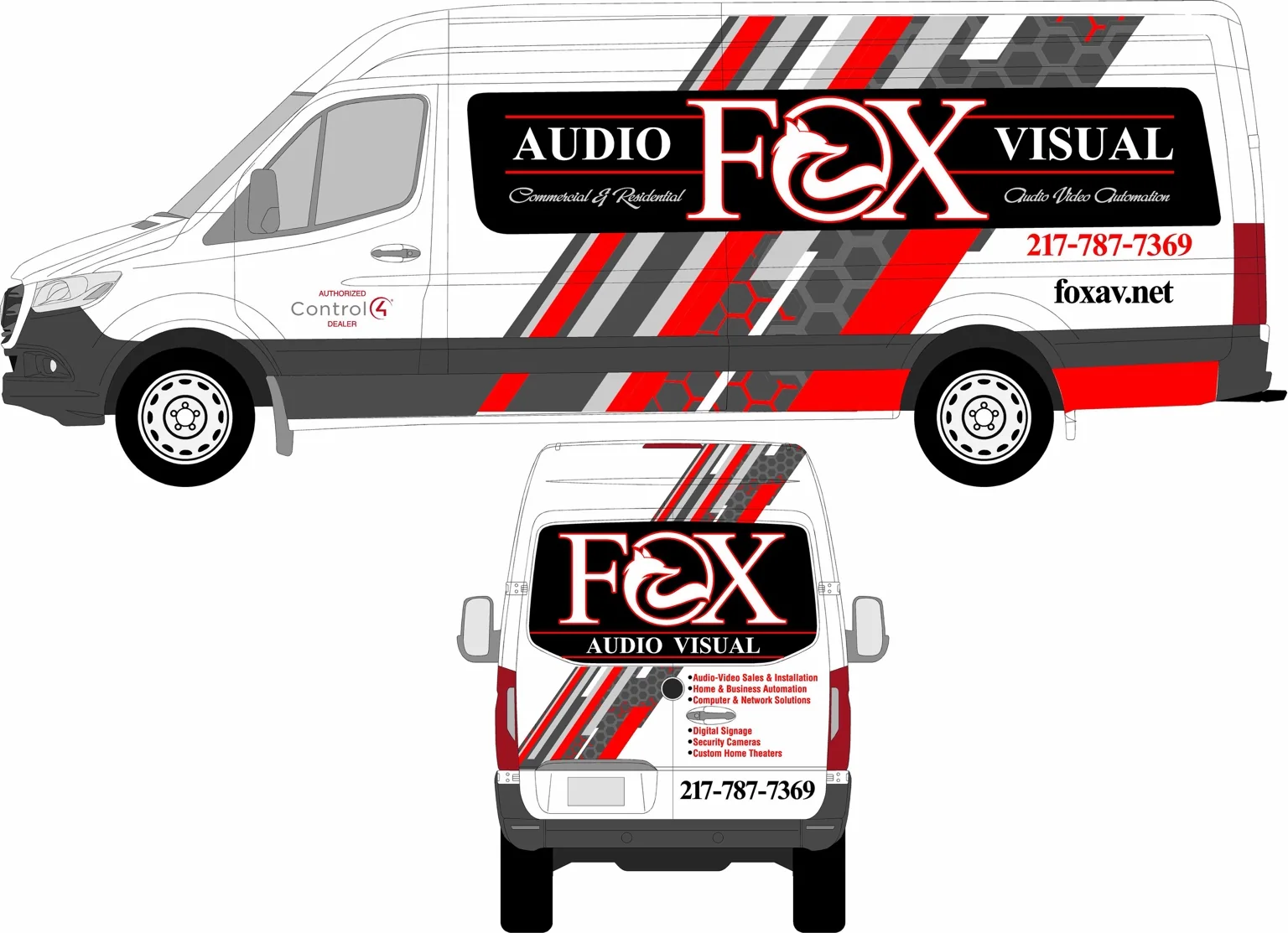 Fox Audio Visual branded service vehicle artwork